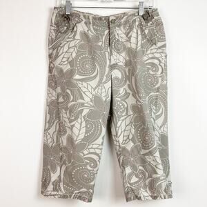 COLUMBIA WOMEN’S CAPRI HIKING PANTS GRAY FLORAL SIZE SMALL